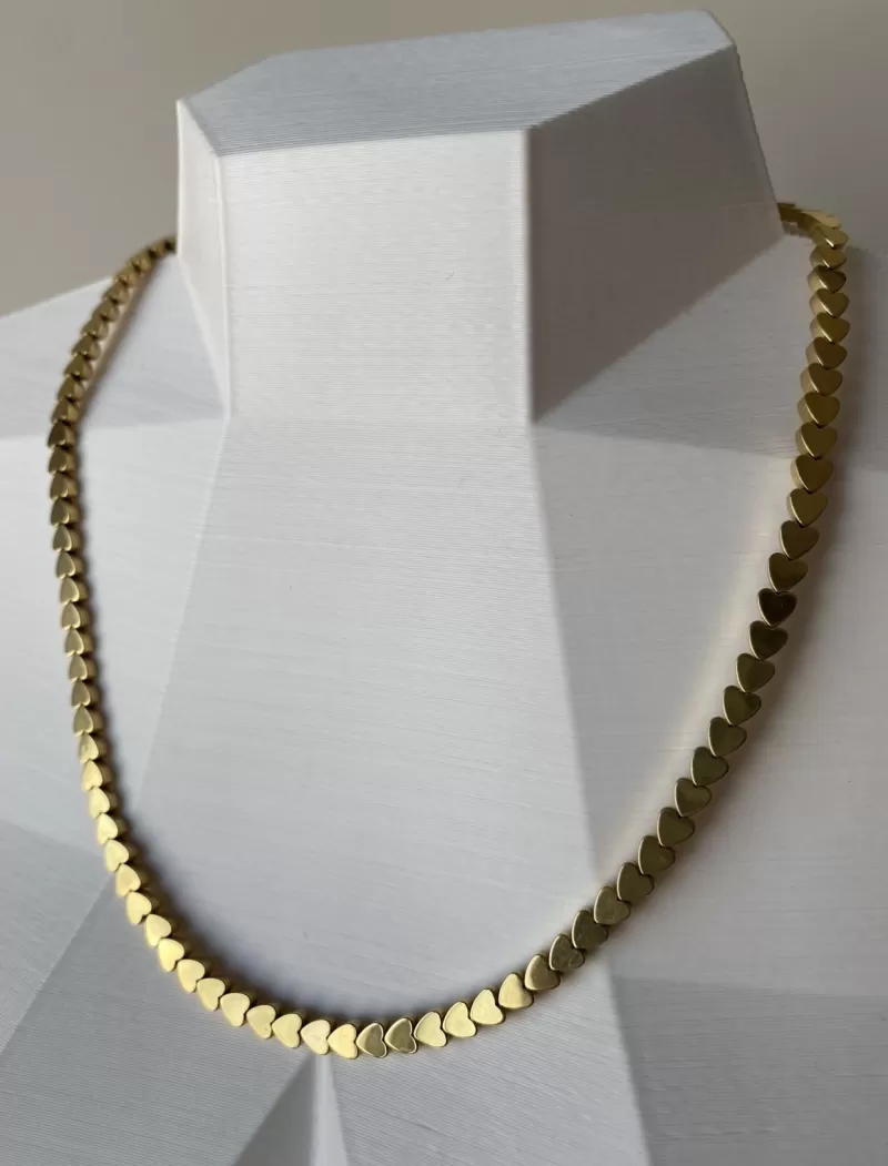 Mikabe - Choker Hematite Hearts Gold - MK1003