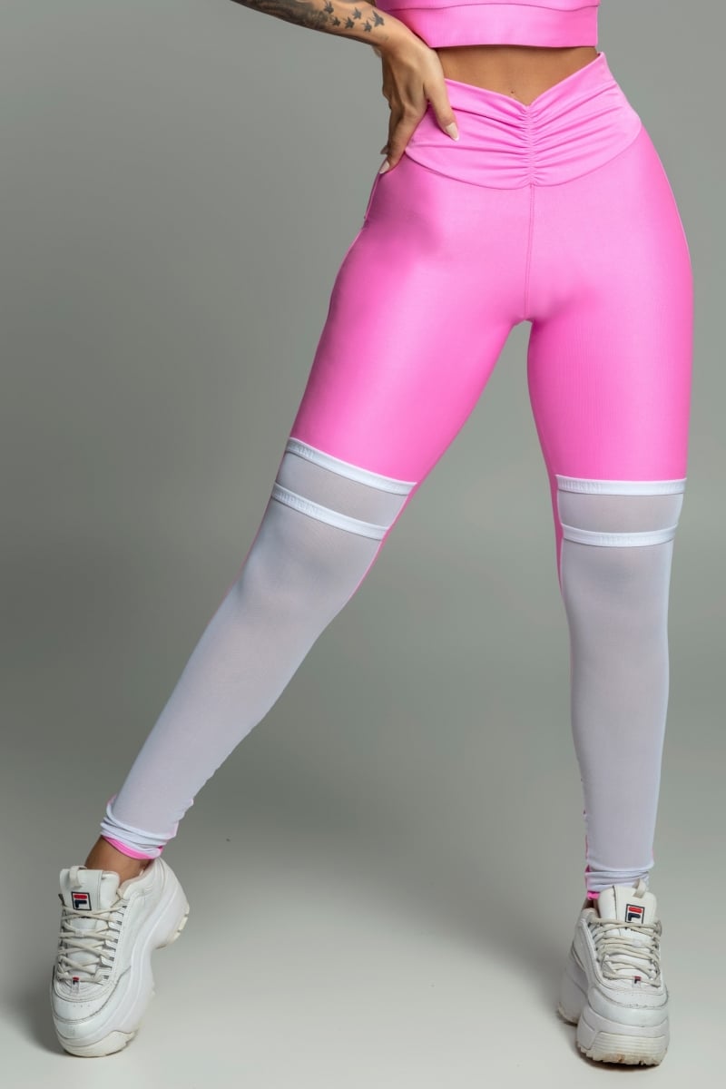 Hipkini - Leggings Glamor Fitness Pink with tulle on the Leg - 3339335