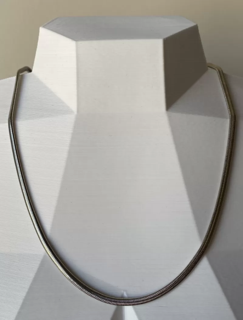 Mikabe - Necklace Snake Mesh Thin Rhodium White - MK1010