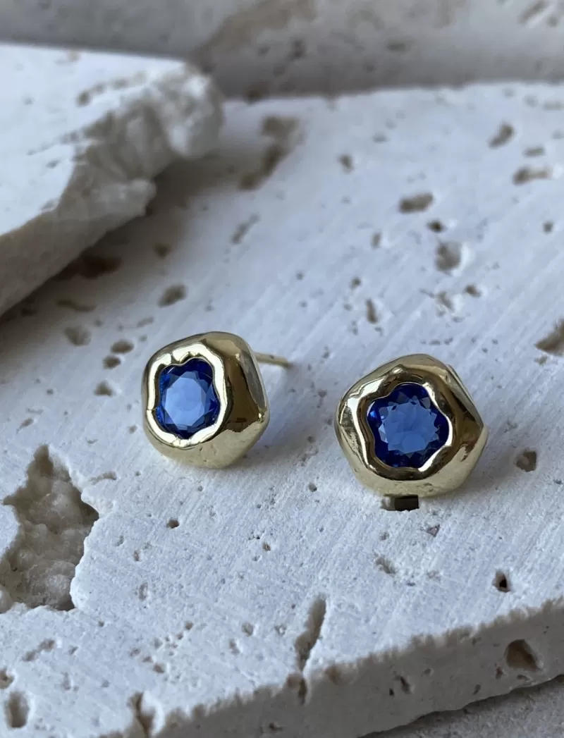Mikabe - Blue Zirconia Organic Earring - MK1014