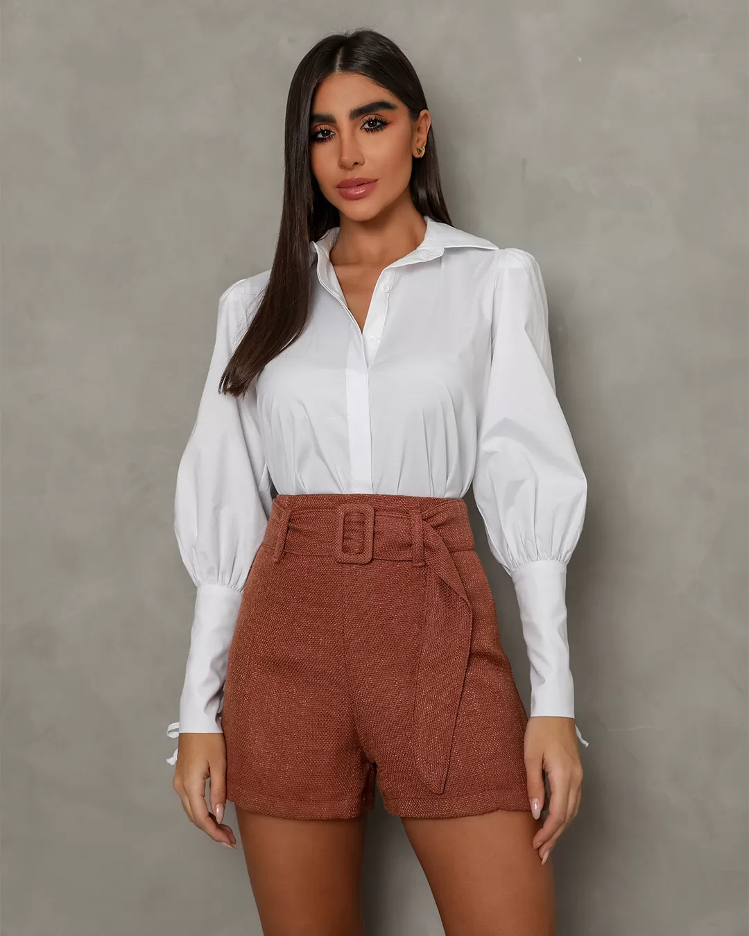Dot Clothing - High Waist Dot Clothing Shorts Brown - 1607MARR Dot Clothing - High Waist Dot Clothing Shorts Brown - 1607MARR