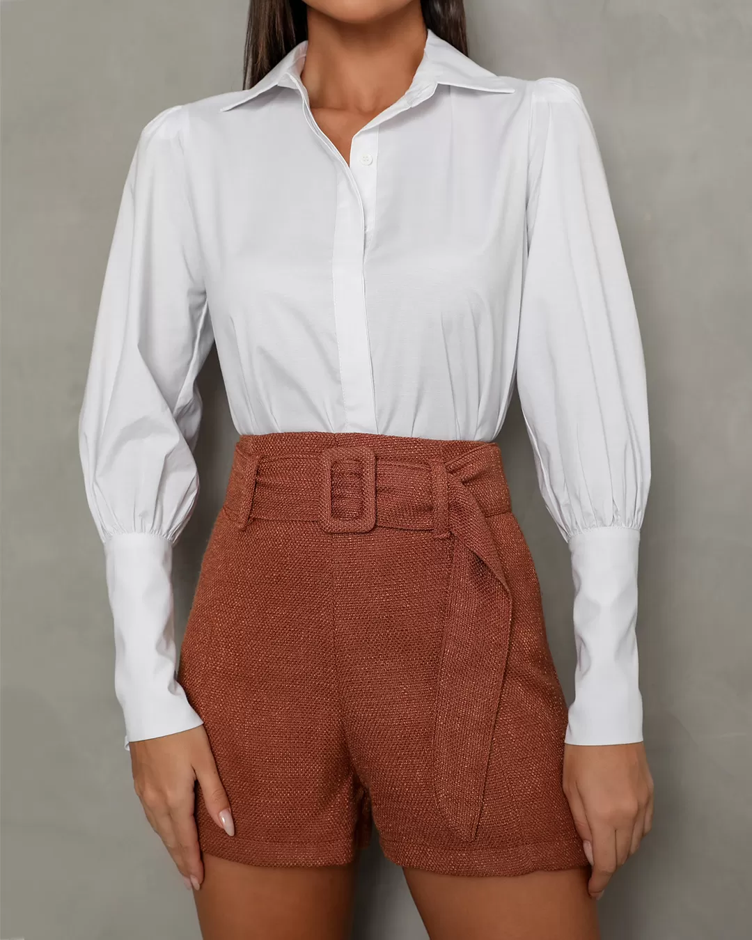 Dot Clothing - High Waist Dot Clothing Shorts Brown - 1607MARR Dot Clothing - High Waist Dot Clothing Shorts Brown - 1607MARR