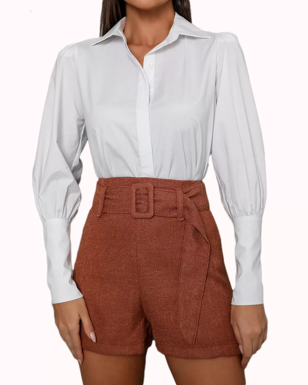 Dot Clothing - High Waist Dot Clothing Shorts Brown - 1607MARR Dot Clothing - High Waist Dot Clothing Shorts Brown - 1607MARR