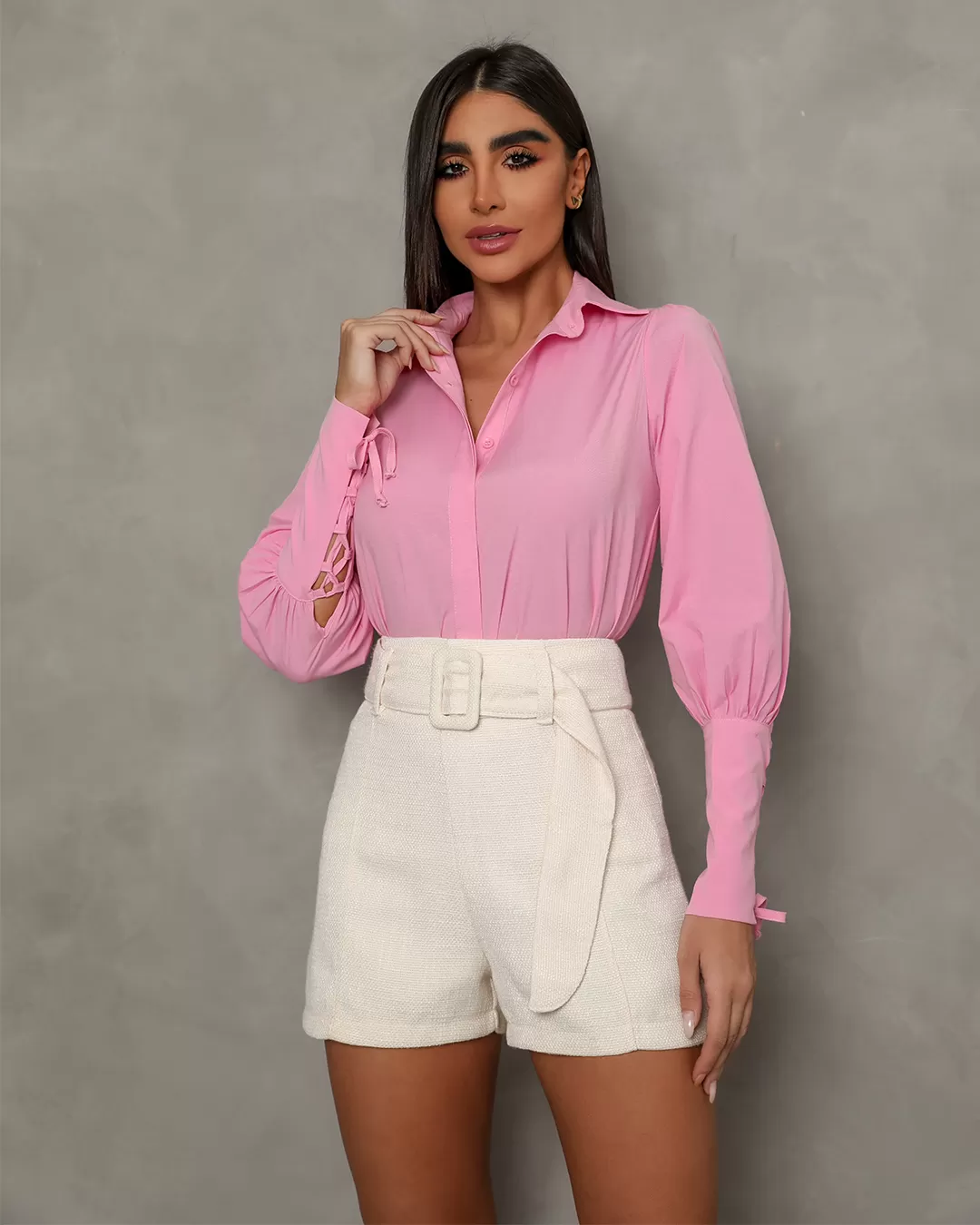Dot Clothing - Offwhite High Waist Dot Clothing Shorts - 1607OFF Dot Clothing - Offwhite High Waist Dot Clothing Shorts - 1607OFF