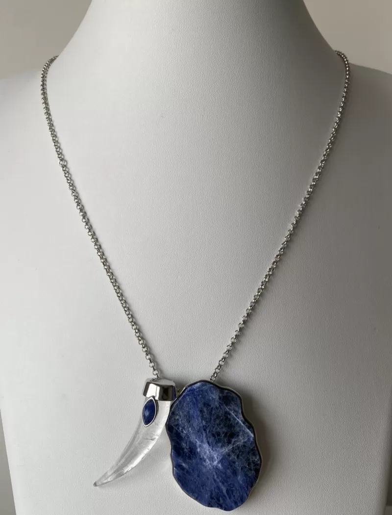 Mikabe - Necklace Scapular Duo Sodalite and Crystal - MK1038 Mikabe - Necklace Scapular Duo Sodalite and Crystal - MK1038