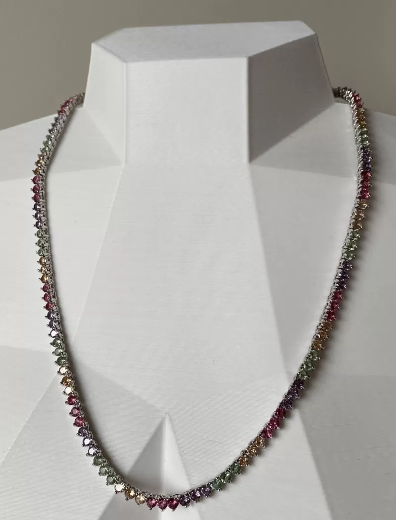 Mikabe - Necklace Riviera Luxury Rhodium White Zirconia Rainbow - MK1040