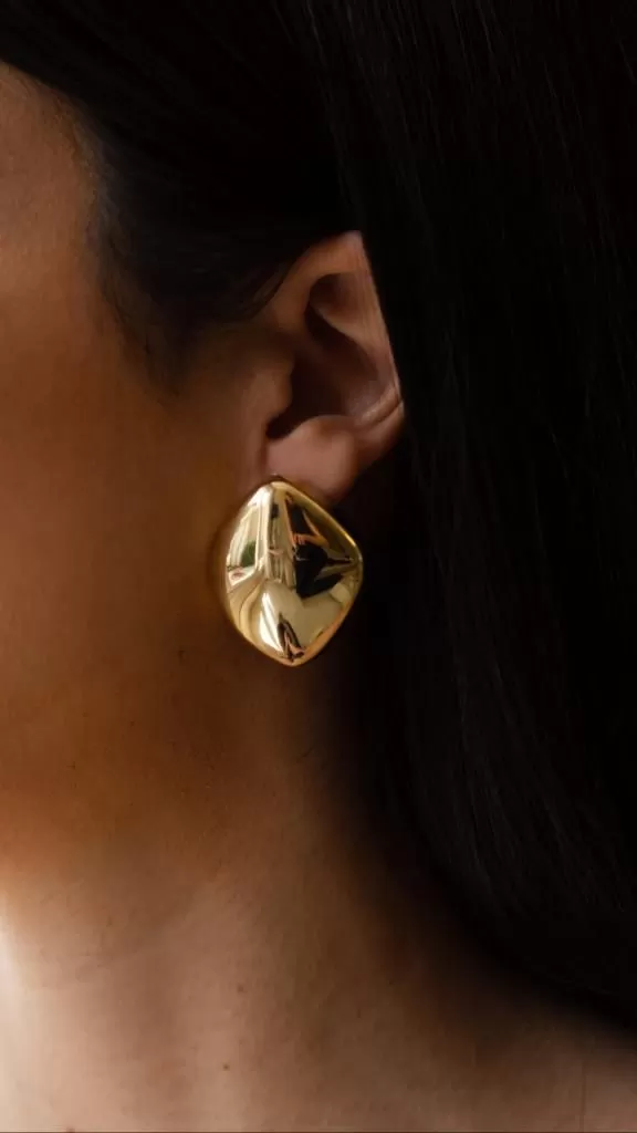 Mikabe - Gold Plain Organic Earring - MK1053