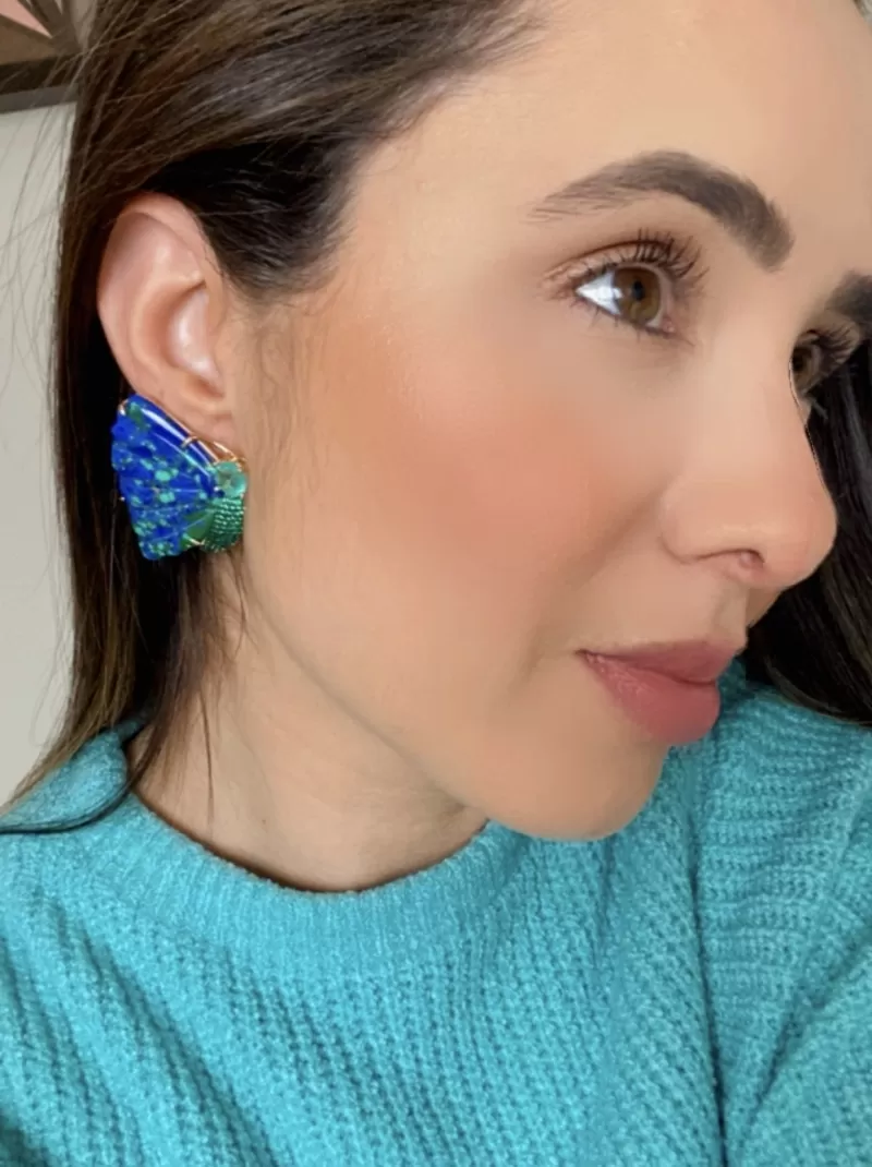 Mikabe - Turquoise Stone Butterfly Earring - Mk1055