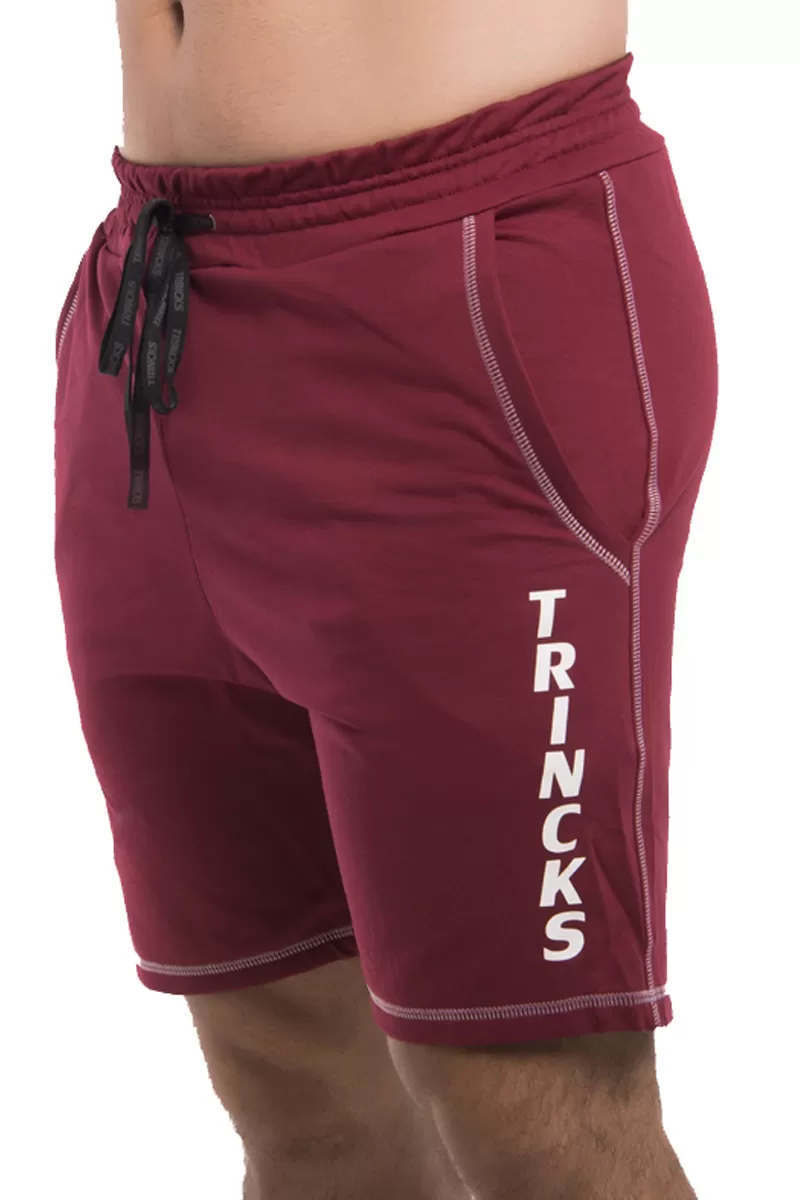 Elastic Power Trincks - Men's Fleece Shorts Burgundy - be-010210 Elastic Power Trincks - Men's Fleece Shorts Burgundy - be-010210