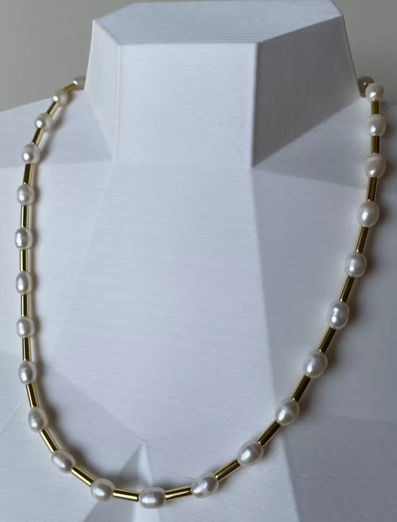 Mikabe - Necklace Pearls and Tubes - MK1069