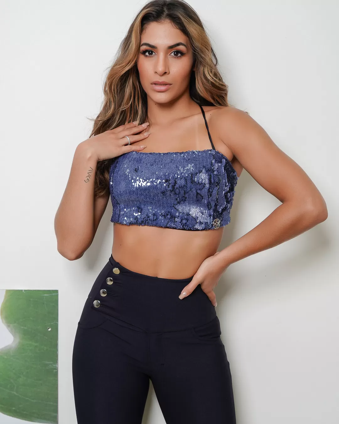 Miss Misses - Cropped Miss Misses Tube With Navy Sequins - 18865004 Miss Misses - Cropped Miss Misses Tube With Navy Sequins - 18865004