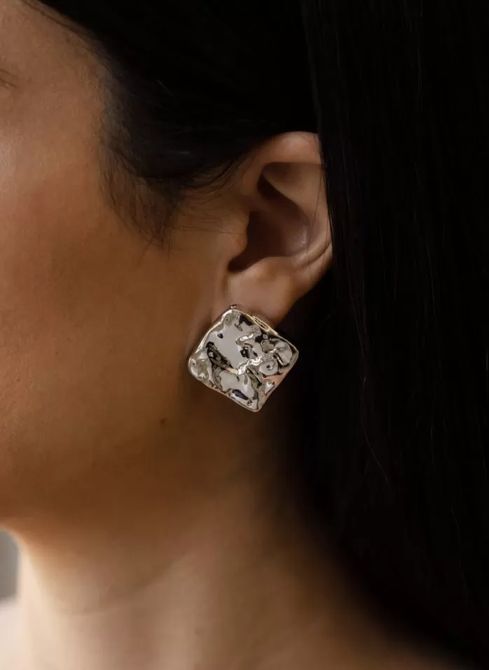 Mikabe - Earring Losango Organic Rhodium White - MK1085