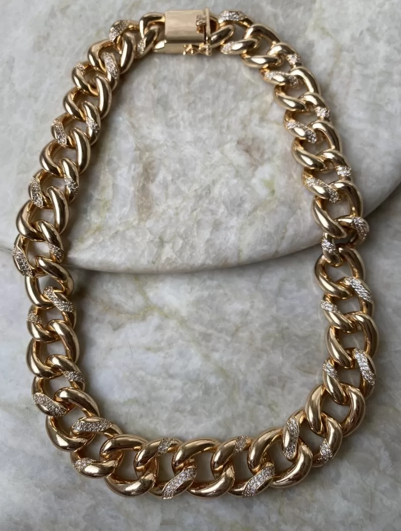 Mikabe - Necklace Luxury Studded Links Grumet - MK1095
