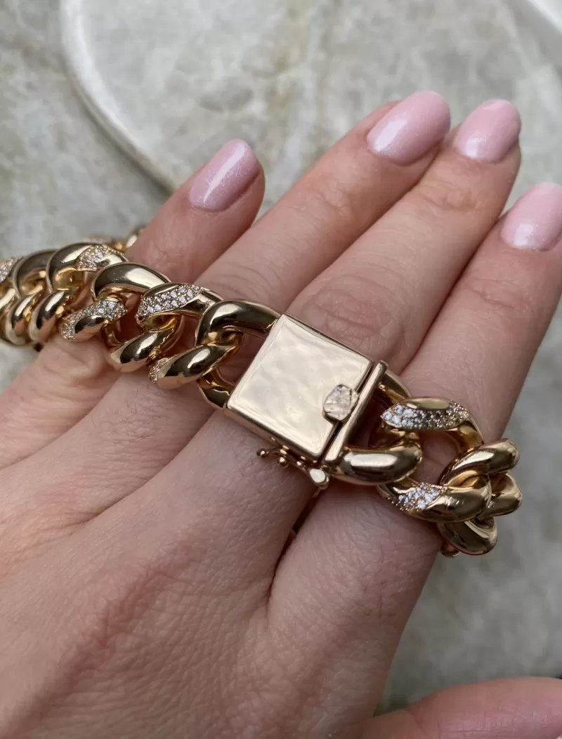 Mikabe - Necklace Luxury Studded Links Grumet - MK1095