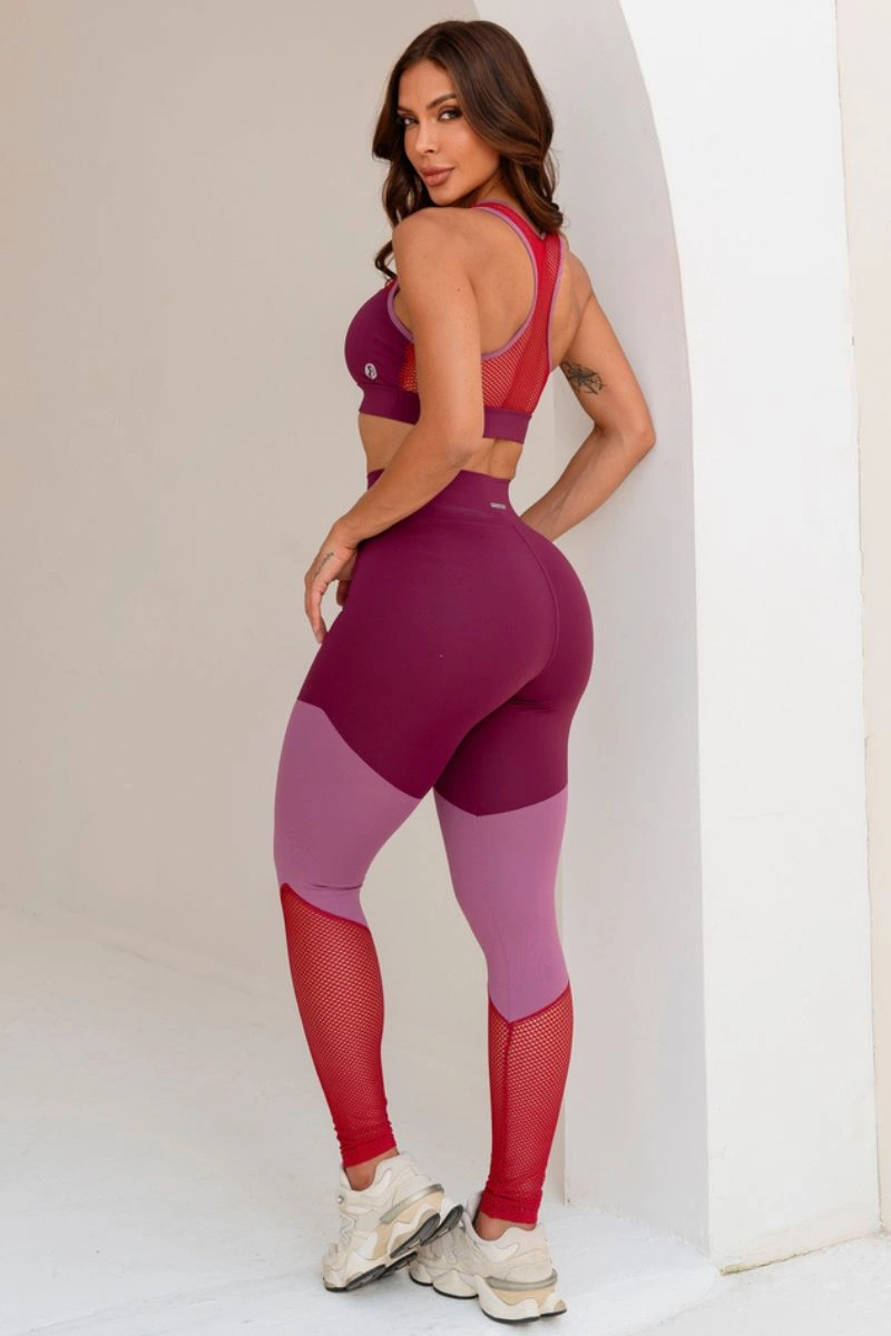 Garotafit - Fitness Set Top and Pants Tunes Burgundy - FCS215FB