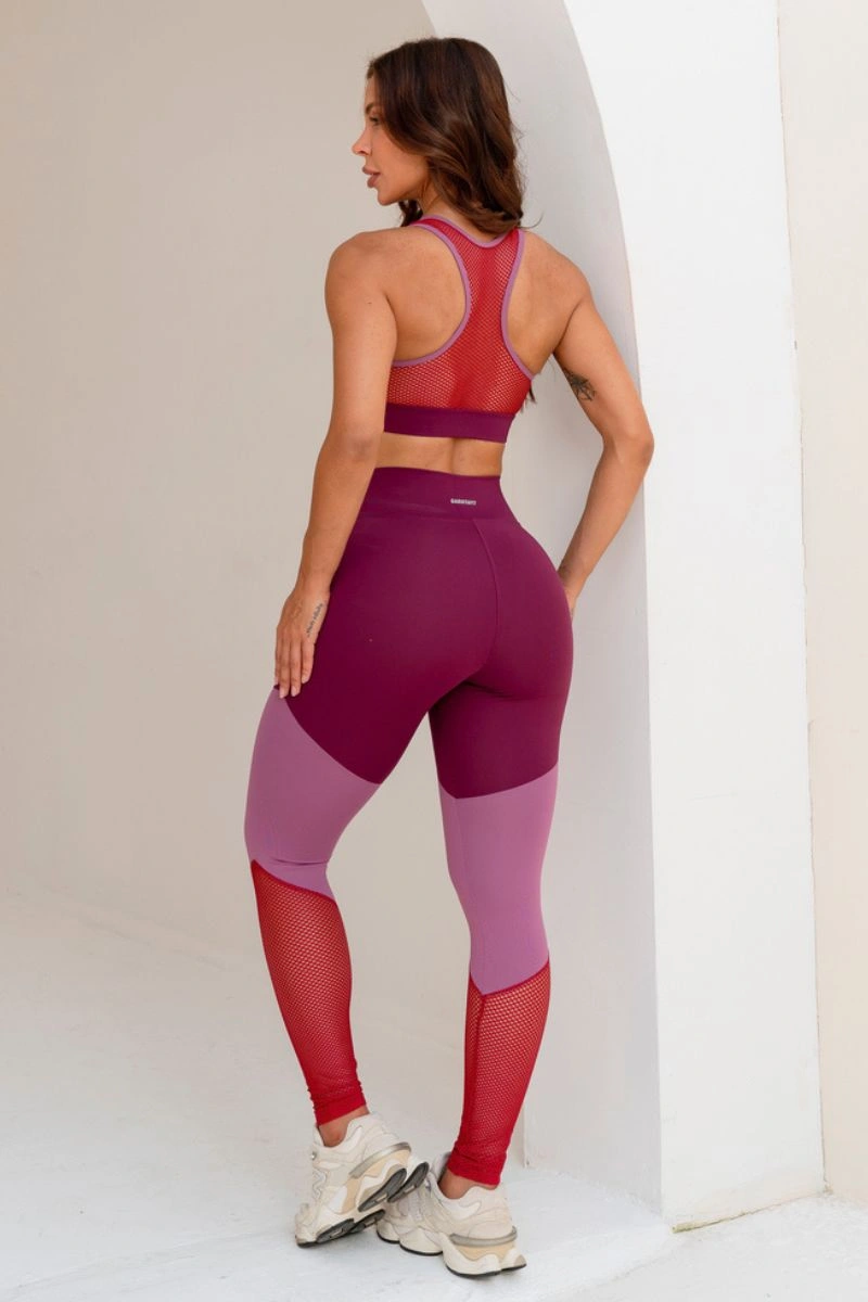 Garotafit - Fitness Set Top and Pants Tunes Burgundy - FCS215FB