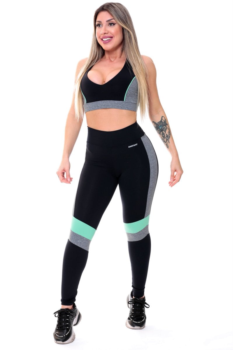 Garotafit - Fitness Set Top and Pants Dakar Black - FCS219A