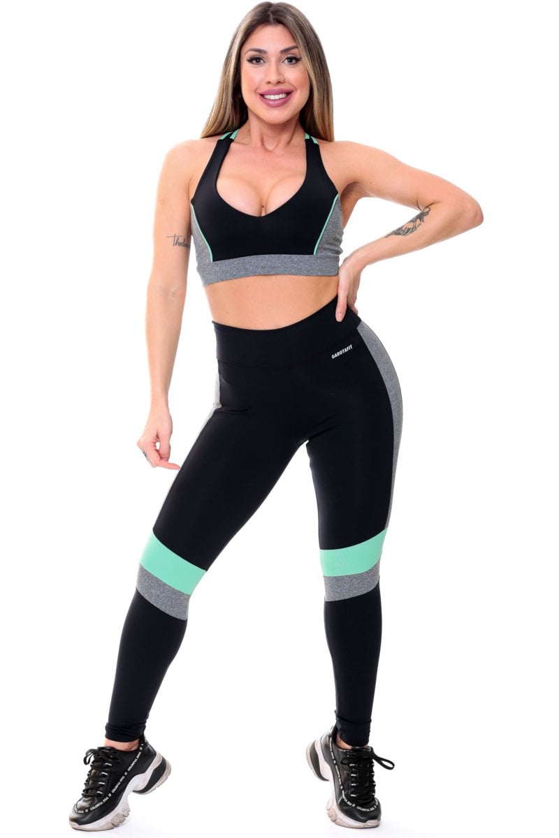 Garotafit - Fitness Set Top and Pants Dakar Black - FCS219A