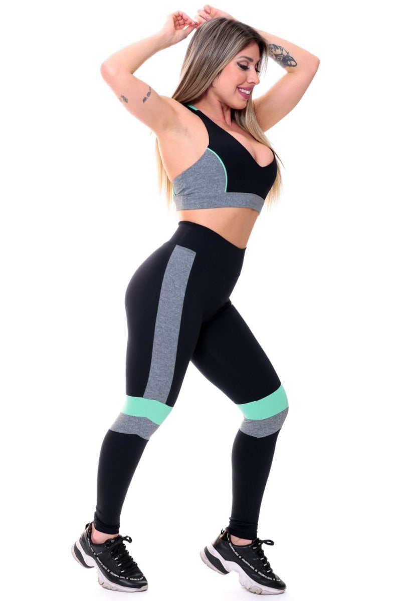 Garotafit - Fitness Set Top and Pants Dakar Black - FCS219A