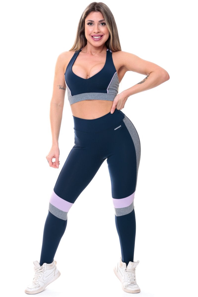 Garotafit - Fitness Set Top and Pants Dakar Navy Blue - FCS219AHC