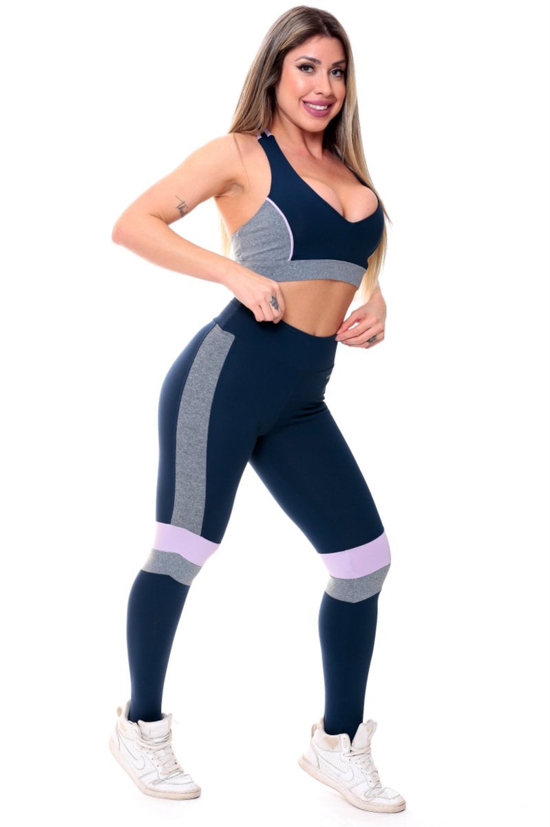 Garotafit - Fitness Set Top and Pants Dakar Navy Blue - FCS219AHC