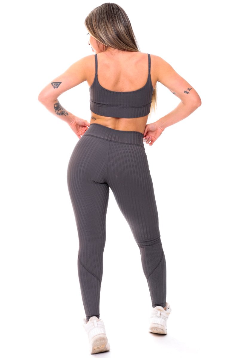 Garotafit - Fitness Set Top and Pants Timbu Gray - FCS228CE