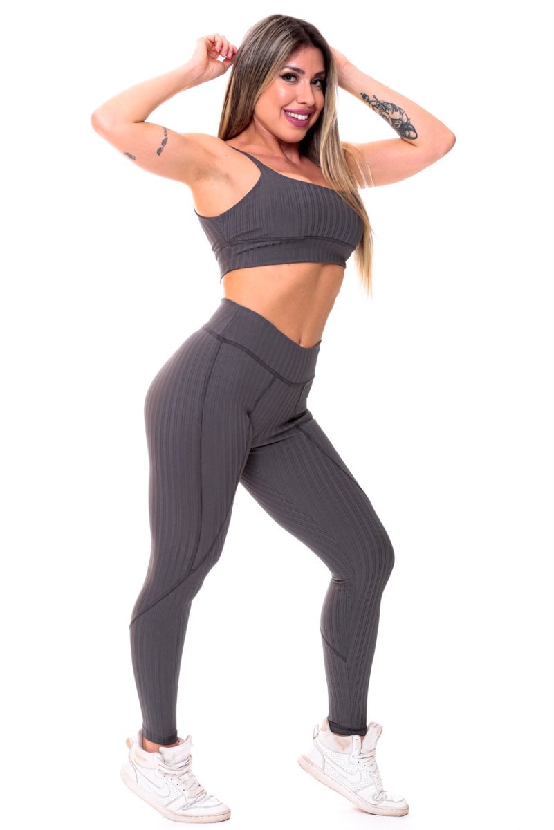 Garotafit - Fitness Set Top and Pants Timbu Gray - FCS228CE