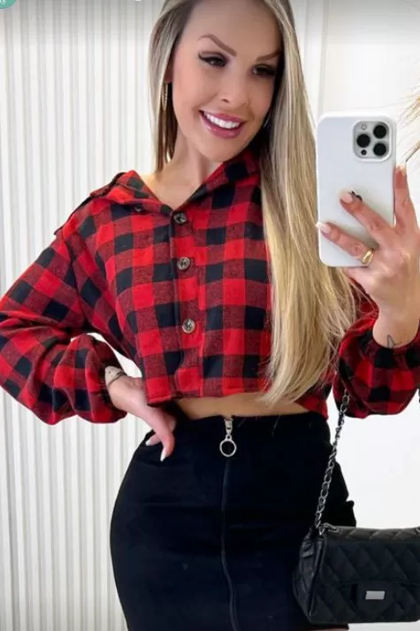 AS8 - Cropped Plaid Black/Red - TM001 AS8 - Cropped Plaid Black/Red - TM001