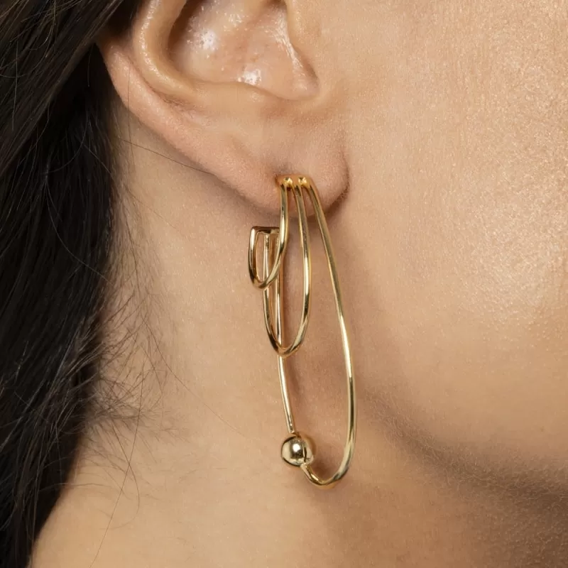 Mikabe - Earring Socks Triple Ball Hoop - MK1152