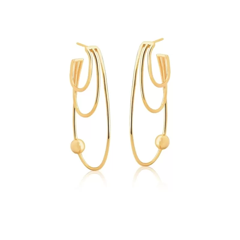 Mikabe - Earring Socks Triple Ball Hoop - MK1152