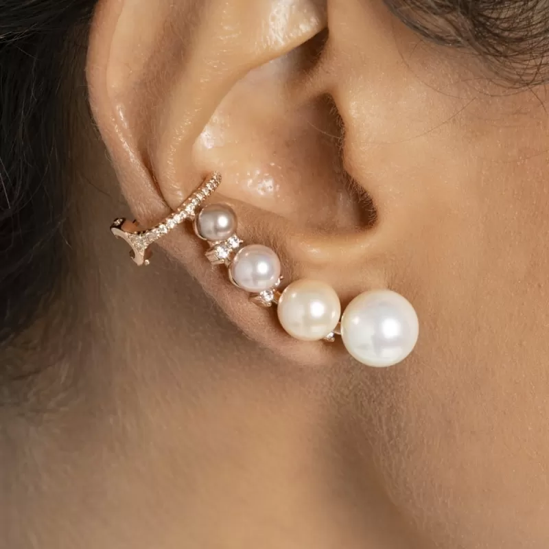Mikabe - Earring Ear Cuff Mix Pearls Rose Gold - MK1157