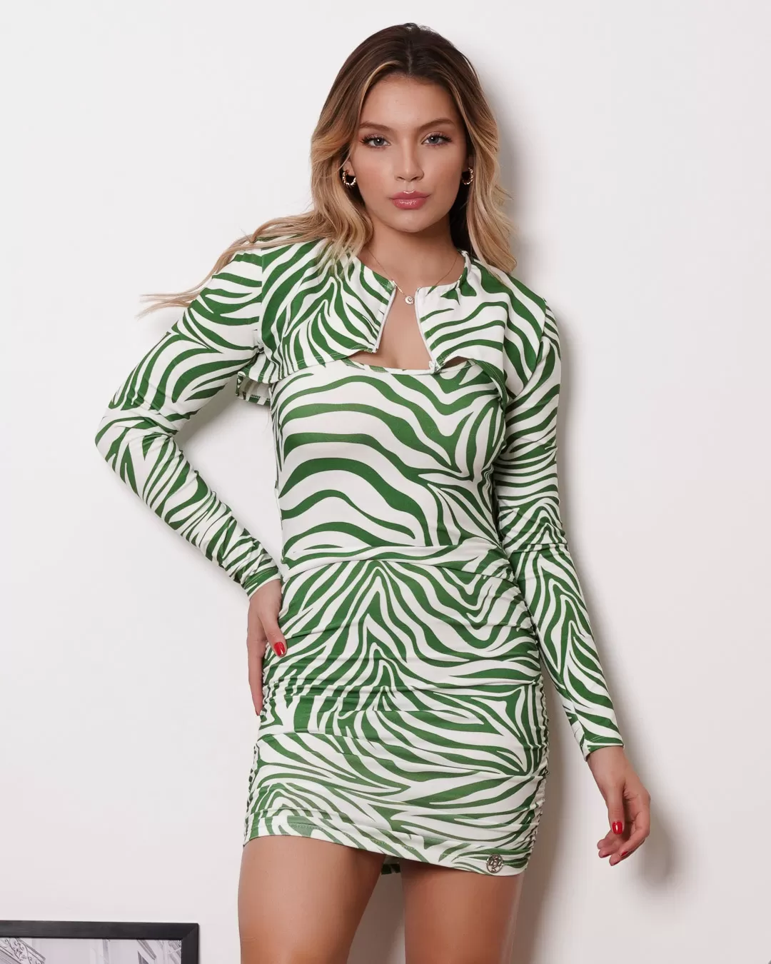 Miss Misses - Dress Miss Misses Printed Tube With Green Blouse - 18904023
