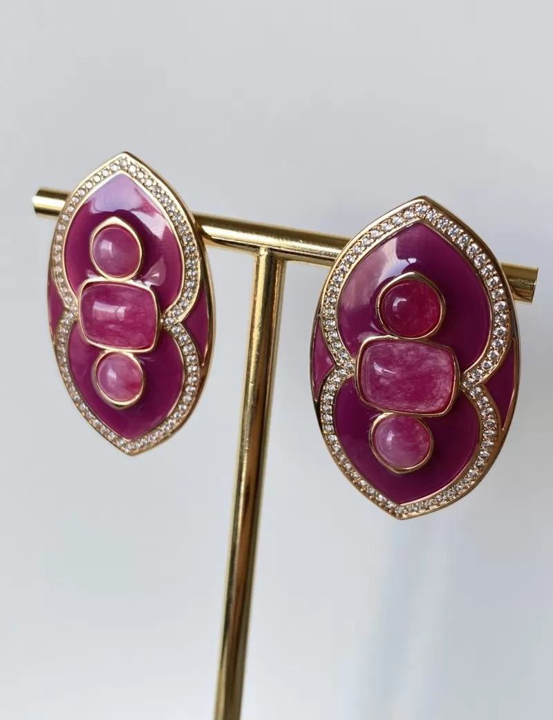 Mikabe - Marsala Enamelled Earring with Zirconia - MK1181