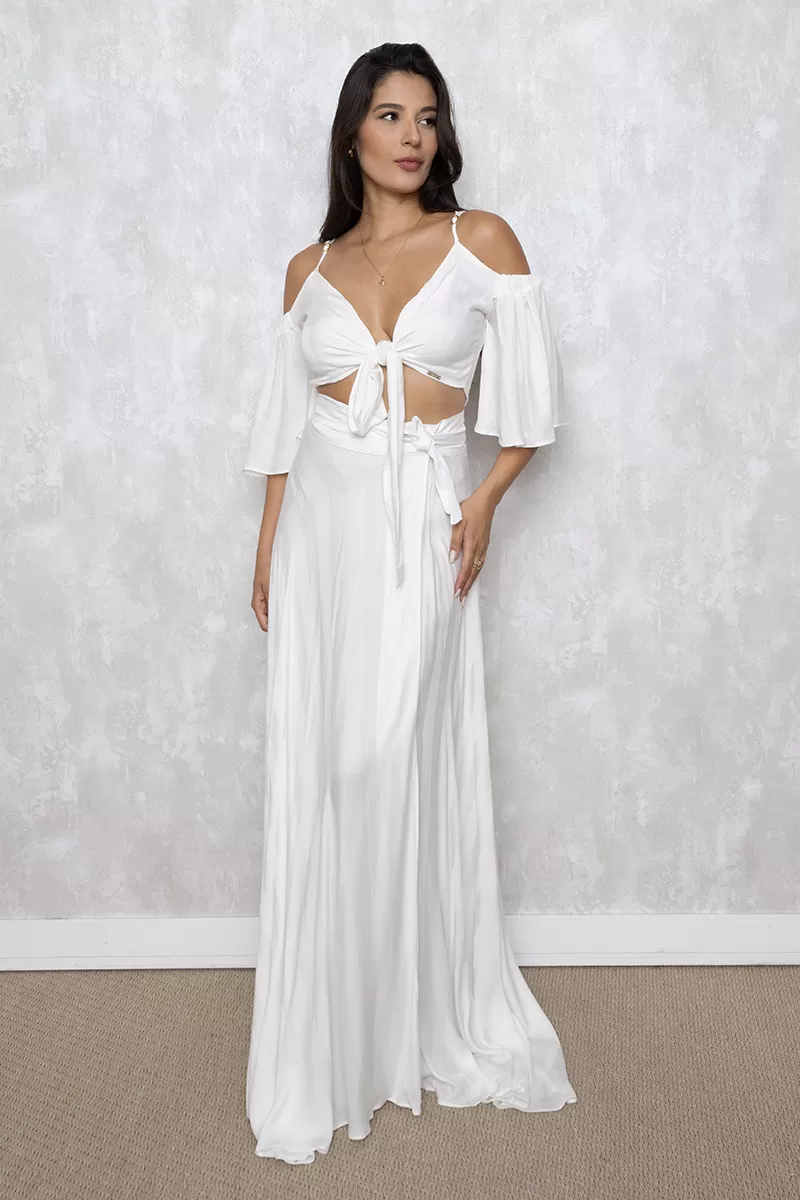 Limone - Fitness Set Top and Pants Limone Skirt Slit and Cropped Offwhite - 08-231OFF