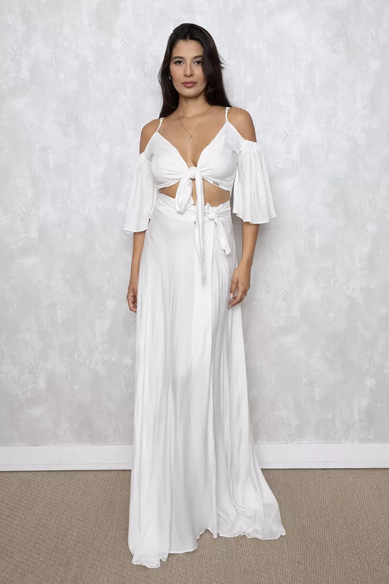 Limone - Fitness Set Top and Pants Limone Skirt Slit and Cropped Offwhite - 08-231OFF Limone - Fitness Set Top and Pants Limone Skirt Slit and Cropped Offwhite - 08-231OFF