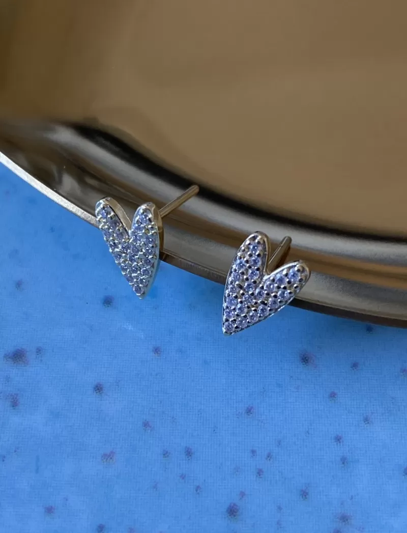 Mikabe - Gold Studded Mini Heart Earring - MK1185