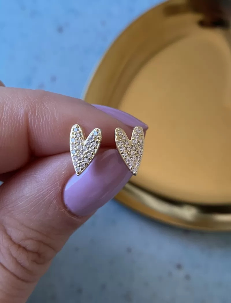Mikabe - Gold Studded Mini Heart Earring - MK1185