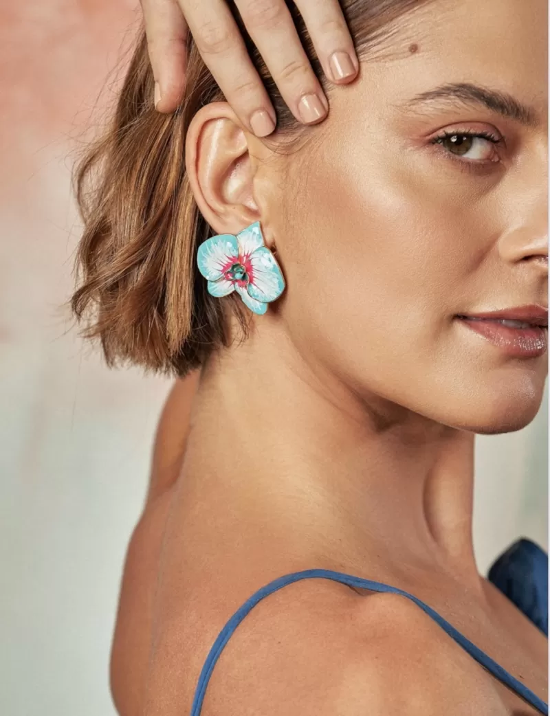 Mikabe - Enamelled Orchid Earring - MK1215