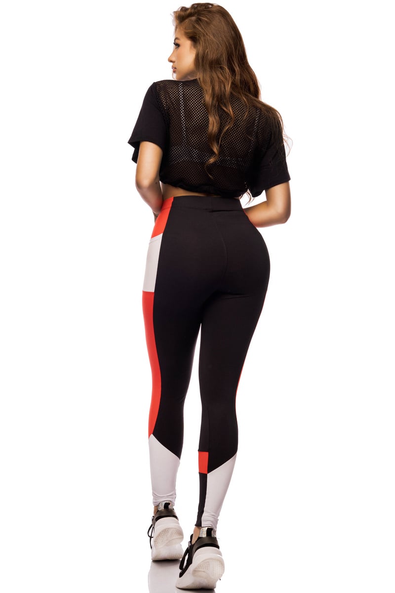 Lets Gym - Black and Red Runaway Leggings - 1700PTTM