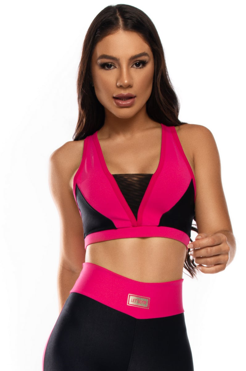 Lets Gym - Top Cherry On Black and Pink - 1696PTRP