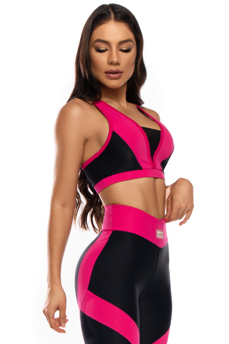Lets Gym - Top Cherry On Black and Pink - 1696PTRP Lets Gym - Top Cherry On Black and Pink - 1696PTRP