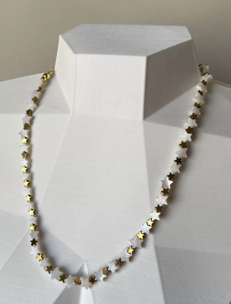 Mikabe - Necklace Stars Hematite and Mother of Pearl - MK1225