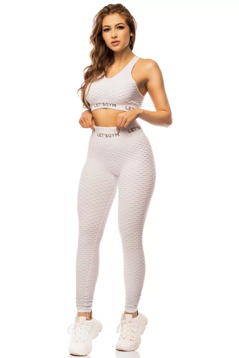 Lets Gym - White Brocade Seamless Leggings - 1255FBR Lets Gym - White Brocade Seamless Leggings - 1255FBR
