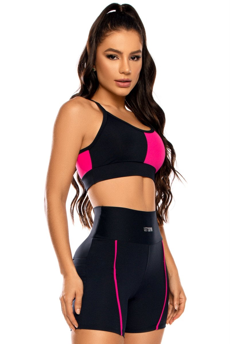 Lets Gym - Top Double Black and Pink - 1709PT Lets Gym - Top Double Black and Pink - 1709PT
