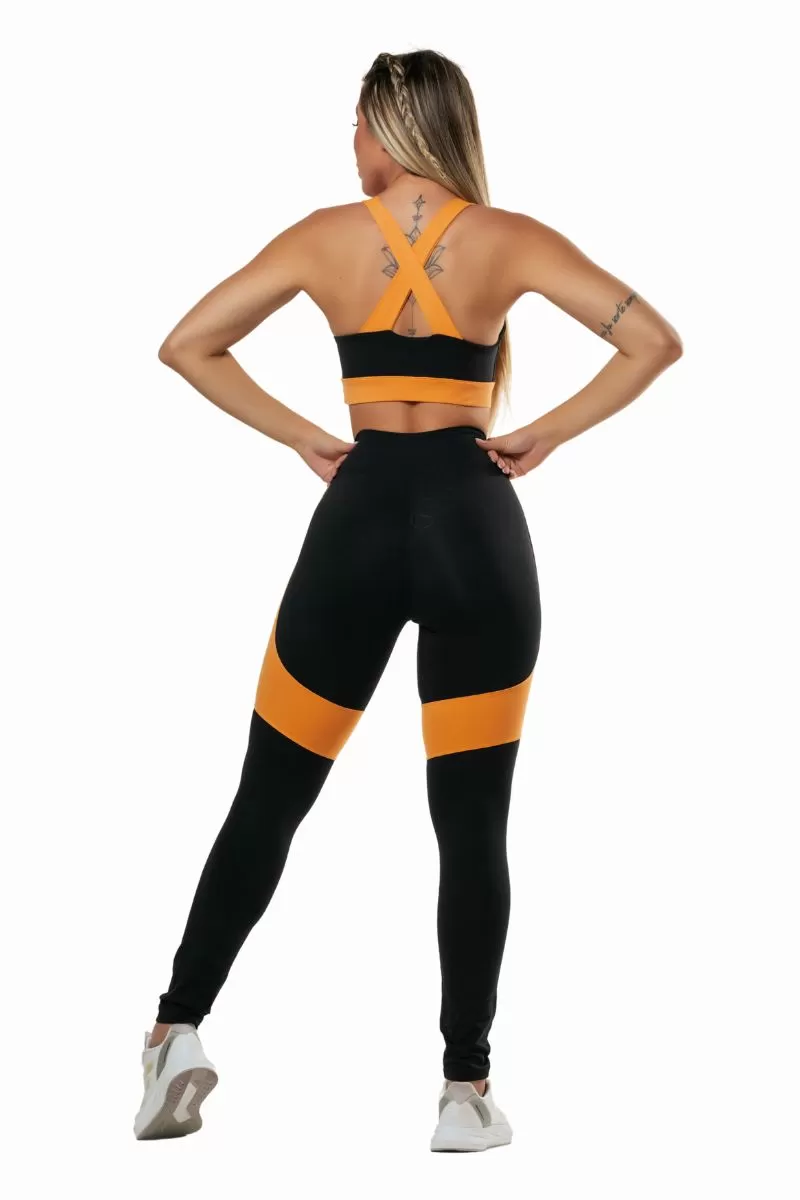 Garotafit - Fitness Set Top and Pants Damascus Black - FCS255A