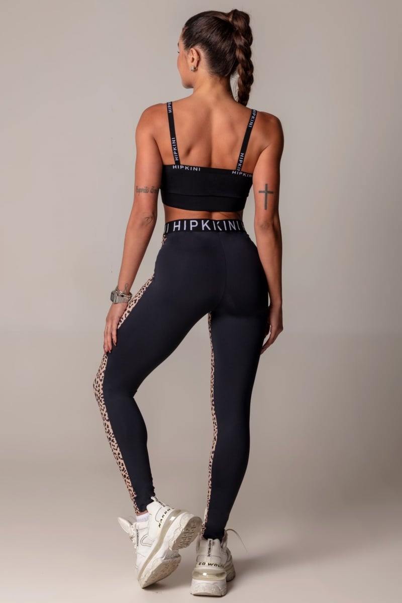 Hipkini - Leggings Walk Fitness Black with Animal Print - 3339519