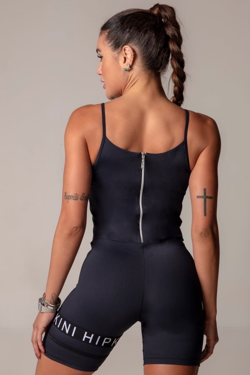 Hipkini - Romper Walk Fitness Black With Zipper - 3339545