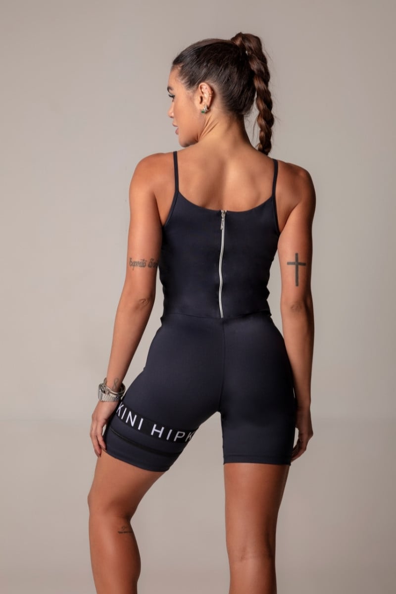 Hipkini - Romper Walk Fitness Black With Zipper - 3339545