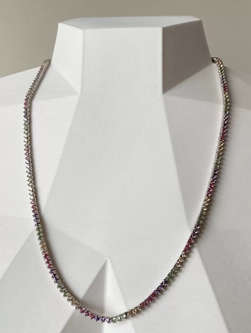 Mikabe - Necklace Riviera Luxury Rhodium White Candy 2mm - MK1252 Mikabe - Necklace Riviera Luxury Rhodium White Candy 2mm - MK1252