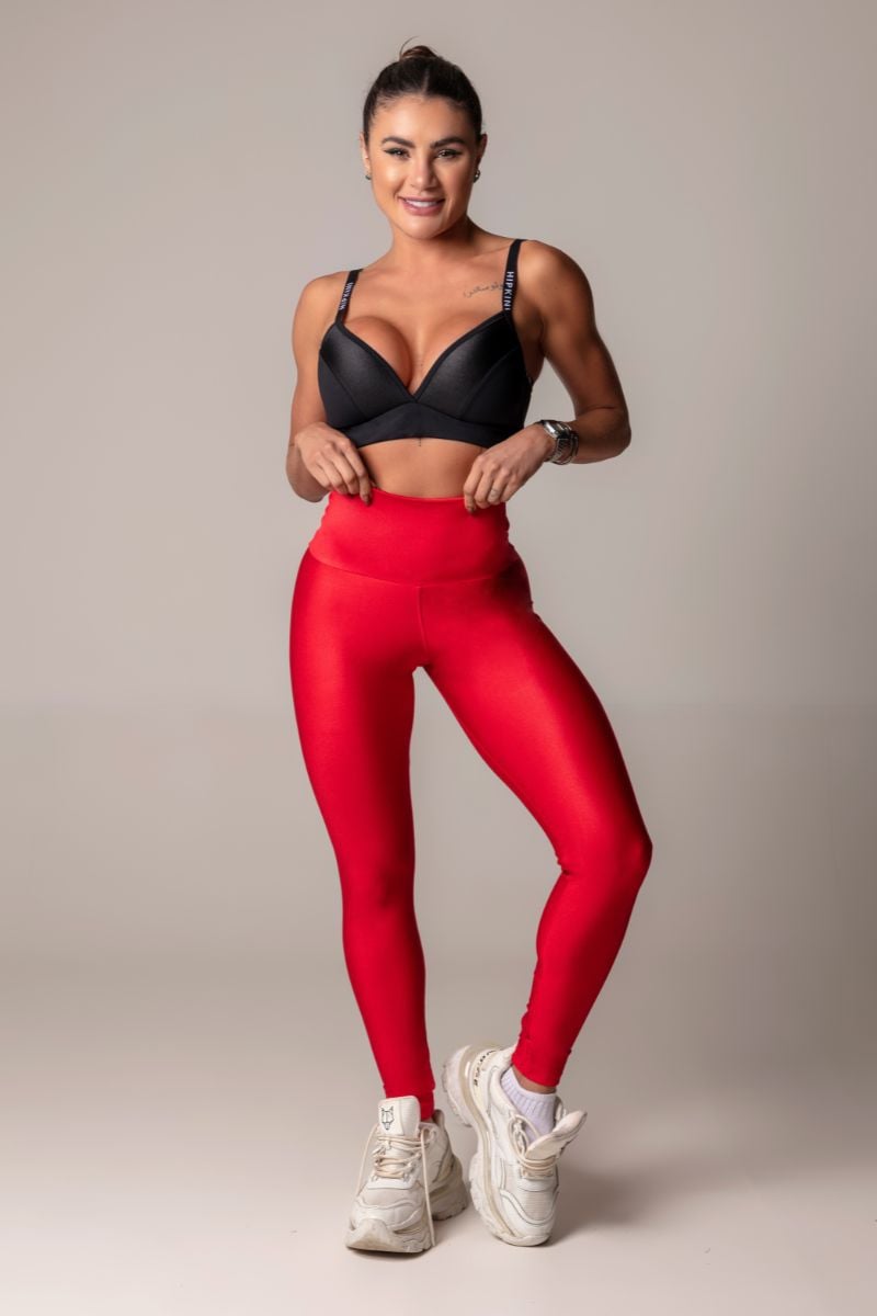 Hipkini - Leggings Walk Fitness Bright Red with crossed strips - 3339676